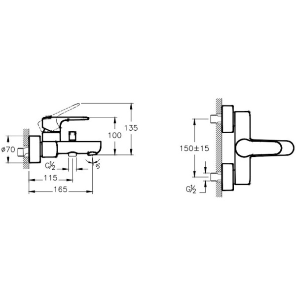 смеситель для ванны vitra root round a4272536exp