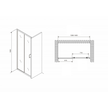 душевая дверь abber schwarzer diamant 140 ag30140b5 профиль черный стекло прозрачное