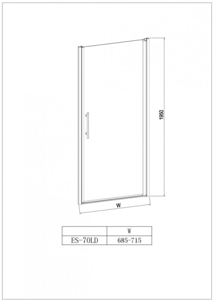 дверь для душевой кабины в нишу esbano esdn70ldl 70x195 см, левая, без поддона