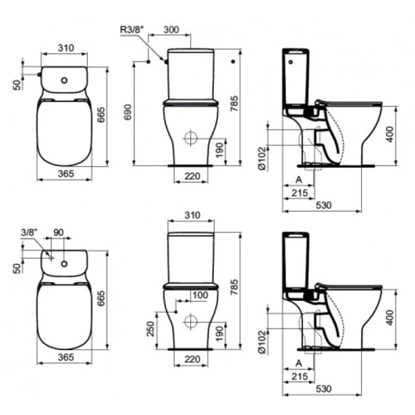 унитаз напольный ideal standard tesi t008701 без бачка и сиденья, безободковый