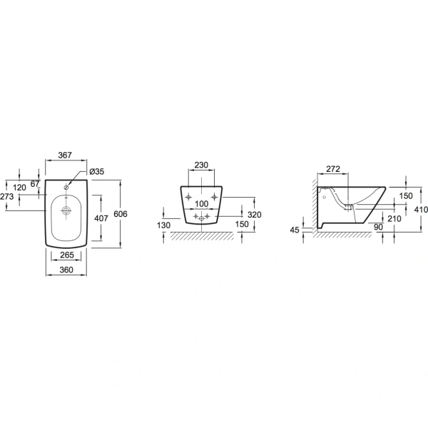 биде подвесное jacob delafon escale e1298-00 (gm)