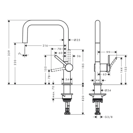 смеситель для кухни hansgrohe talis m54 72806800, сталь
