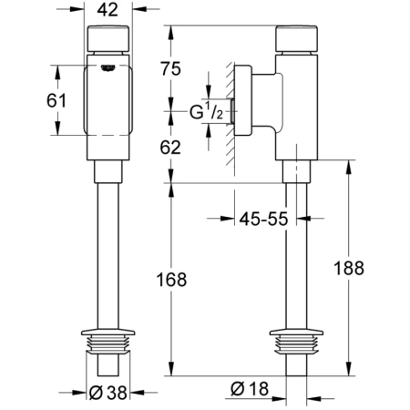 смывное устройство для писсуара grohe rondo 37346000