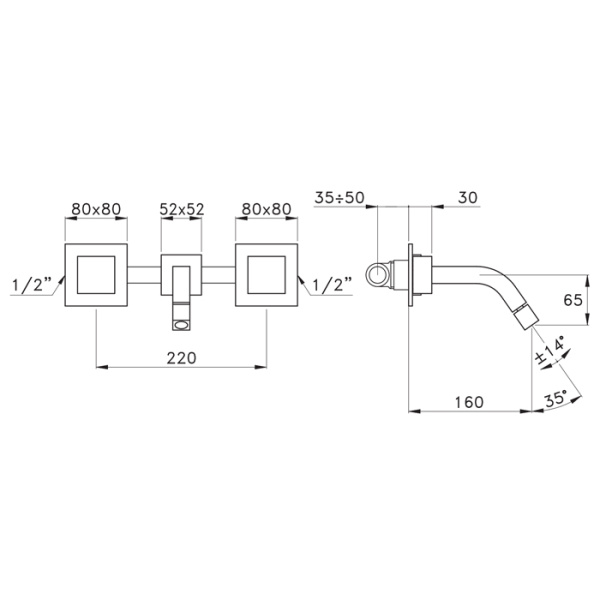 stella stella bamboo quadro встраиваемый смеситель для раковины 3868, цвет: хром