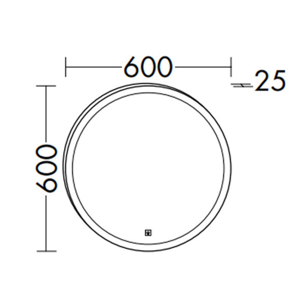зеркало ø60 см burgbad eqio sidm060 с подсветкой 5700k, с сенсорным вкл./выкл. ip44