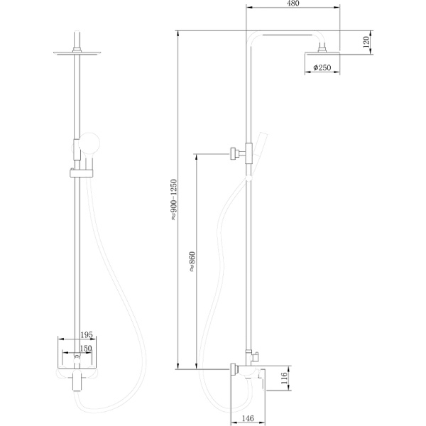 душевая система abber weiss insel af8020b черная матовая 456421