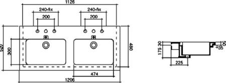 раковина полувстраиваемая disegno ceramica light lh120db101 двойная