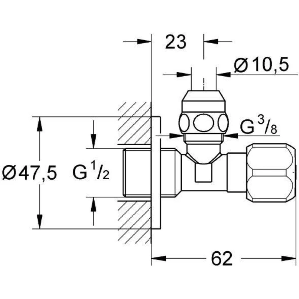 угловой вентиль 1/2"х3/8" grohe 2201700m