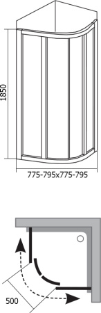 душевой уголок ravak supernova skcp4-80 31140u00zg grape, профиль сатин