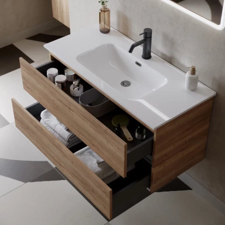 тумба под раковину sancos urban 890х450х550, c двумя ящиками, дуб галифакс натуральный, арт. ur90eg