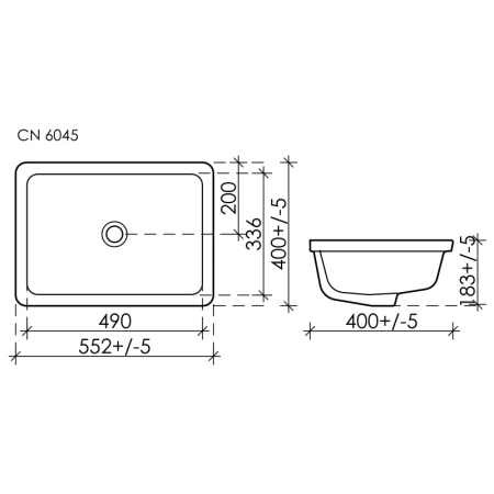 раковина встраиваемая 55 см ceramica nova element cn6045