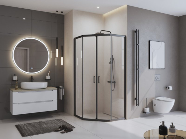 душевой уголок belbagno uno 100×100 uno-195-p-2-100-c-cr профиль хром, стекло прозрачное
