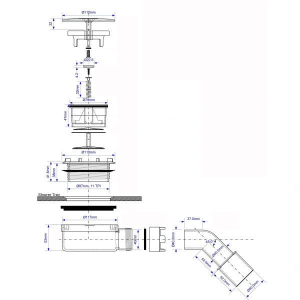 сифон для поддона ø 90 мм mcalpine hc2730lmw-nrv