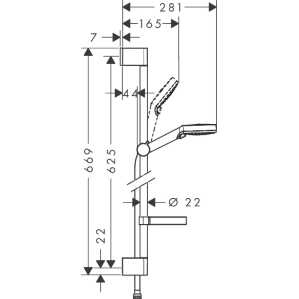 душевой гарнитур hansgrohe crometta vario, 0,65 м, с мыльницей casetta 26553400