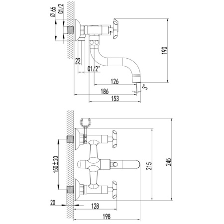 смеситель для ванны с душем lemark practica lm7512c