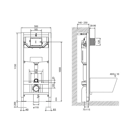 инсталляция belbagno bb001-120/bb007-pr-nero.m с черной матовой клавишей смыва