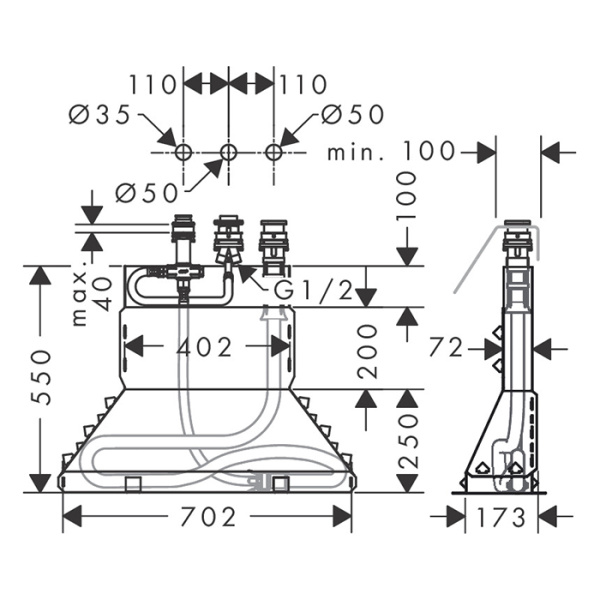 внутренняя часть axor 15485180 смесителя для ванны 3 отверстия