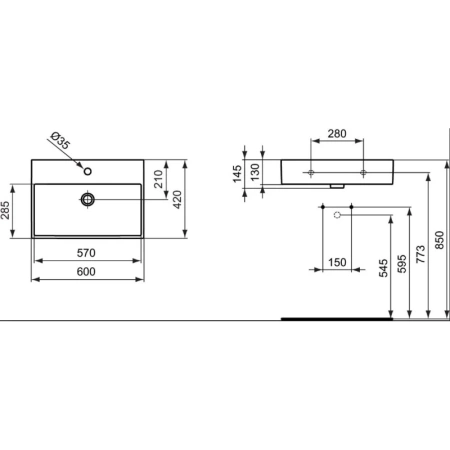 раковина накладная ideal standard strada 60 см, k077801