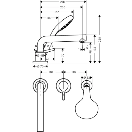 смеситель на борт ванны hansgrohe talis s 72417000