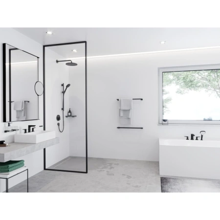 косметическое зеркало x 3 hansgrohe addstoris 41791670, цвет черный матовый