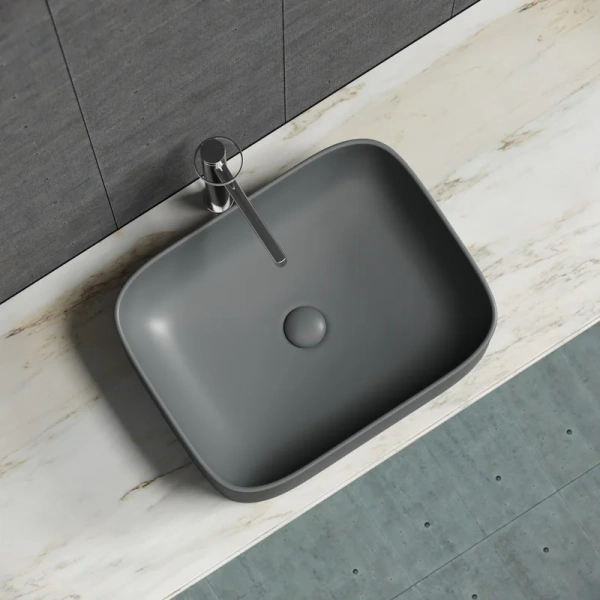 раковина ceramicanova element cn6052mdh накладная, 50.5x38 см, темный антрацит матовый