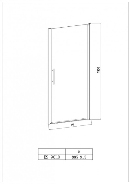 дверь для душевой кабины в нишу esbano esdn90ldr 90*195 r без поддона