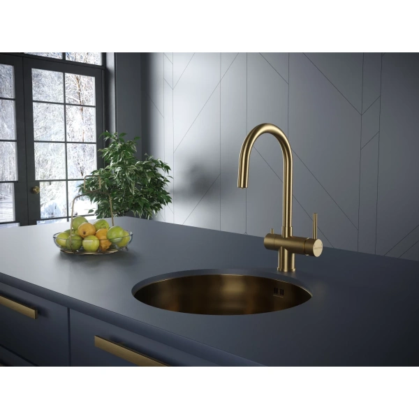 смеситель для кухни paulmark heller he213218-bg, брашированное золото