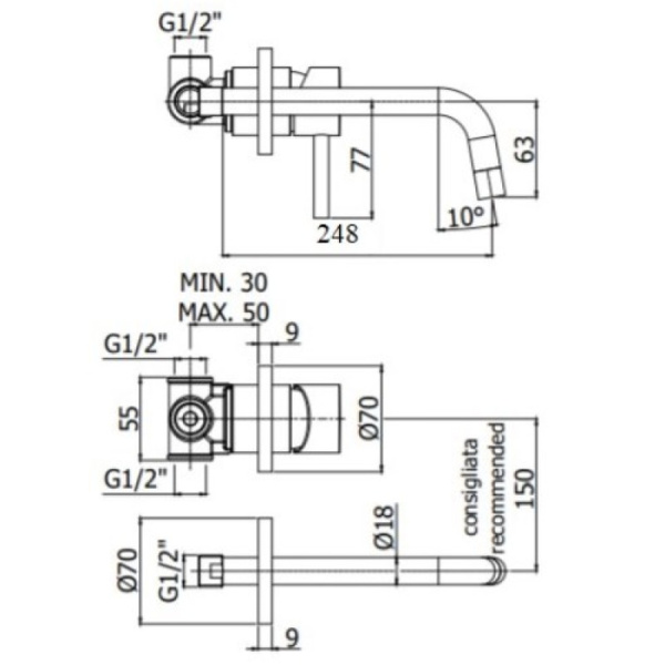 смеситель для раковины paffoni light lig007cr70 цвет хром