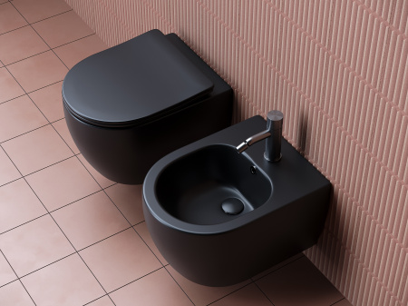 биде ceramicanova play cn3002mb подвесное, черное матовое