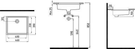 раковина в ванную накладная bien infinitum inla04001fd0w5000