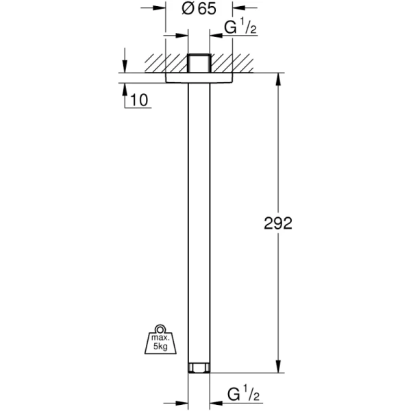 потолочный кронштейн 292 мм grohe rainshower 28497000