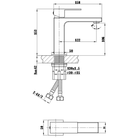 смеситель для раковины без донного клапана vincea cube vbf-1c01gm