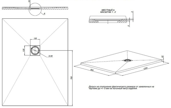 поддон для душевой кабинки из искусственного камня allen brau priority 120x90 8.31007-am антрацит