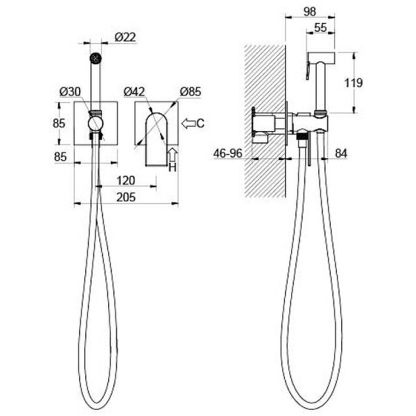гигиенический душ со смесителем aquatek лира aq1420mb черный матовый
