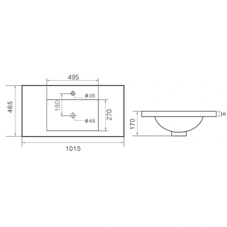 раковина накладная orange 101 b03-1000w белая