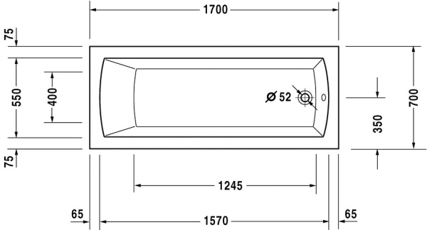 акриловая ванна duravit daro 170x70 (700141)