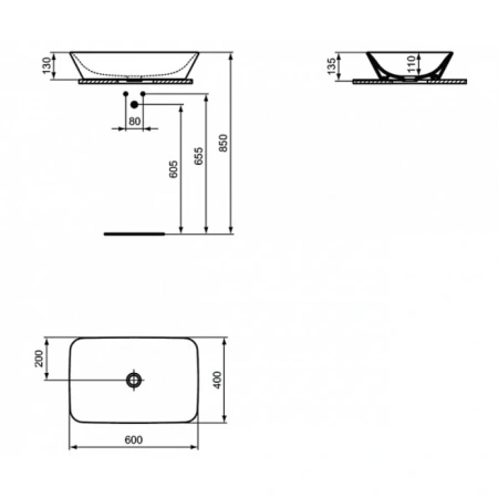 раковина накладная ideal standard connect air e034801 60 см