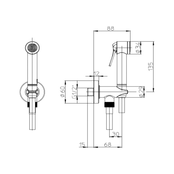 гигиенический душ bossini apice ce4002.045, цвет: белый матовый