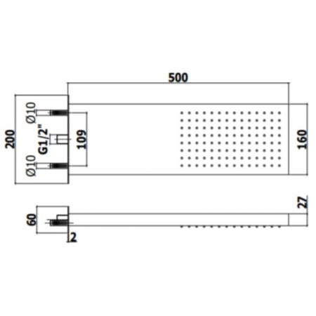 верхний душ paffoni free zsof098cr прямоугольный, из стены, 50х16 cм, хром глянцевый
