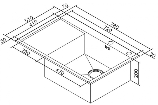 кухонная мойка zorg inox x 78х51х20 x-7851-r