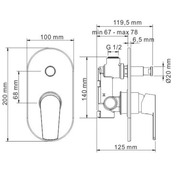 смеситель для душа, wasserkraft dill 6161 цвет хром