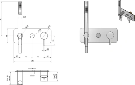 смеситель для ванны с душем ib rubinetterie milanotorino emt313cc chrome