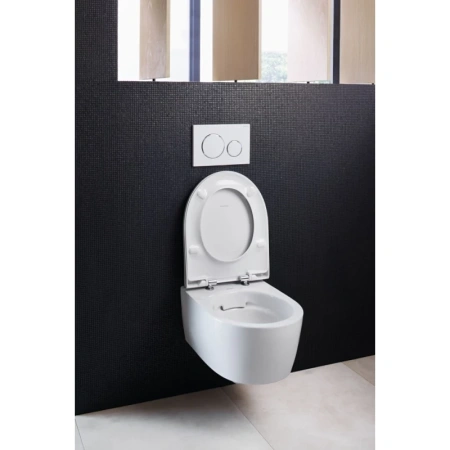 унитаз подвесной geberit icon 500.784.01.1 безободковый, с крышкой сидением микролифт, цвет белый