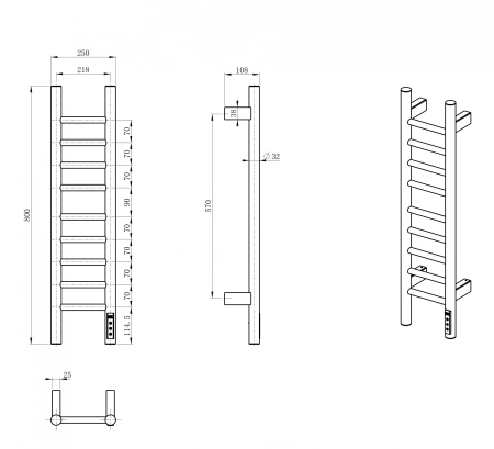 полотенцесушитель электрический wonzon & woghand bonn, хром (ww-al4092-cr)