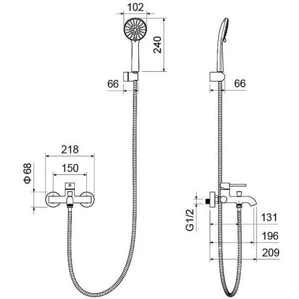 смеситель для ванны aquatek европа aq1349mb черный матовый