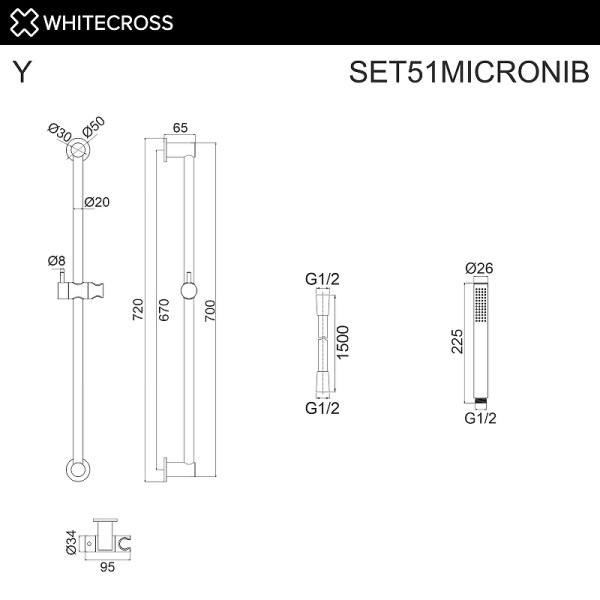 душевой гарнитур whitecross set51micronib цвет никель брашированный