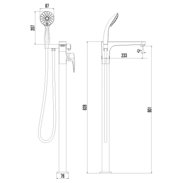 смеситель для ванны lemark shift lm4344c напольный, цвет хром