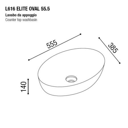 раковина накладная 55,5х38,5 см aet elite oval l616t0r0v0481, цвет белый матовый с эффектом мрамора