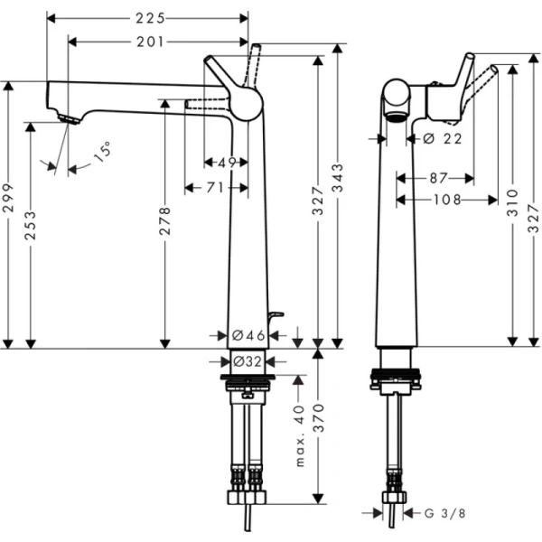 смеситель для раковины 250 с донным клапаном hansgrohe talis s 72115000