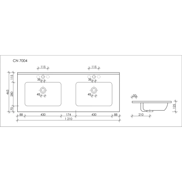 раковина полувстраиваемая ceramica nova element 122 cn7004, цвет белый, двойная